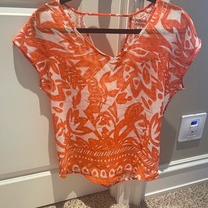 The Limited Orange patterned sheer blouse, the limited, size small